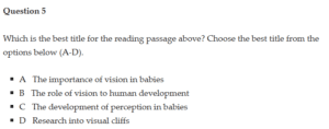 IELTS Reading Choose a Title example