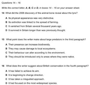 IELTS Reading Multiple Choice example