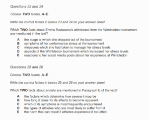 IELTS Reading List of Options example