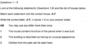 IELTS Reading Matching Information example