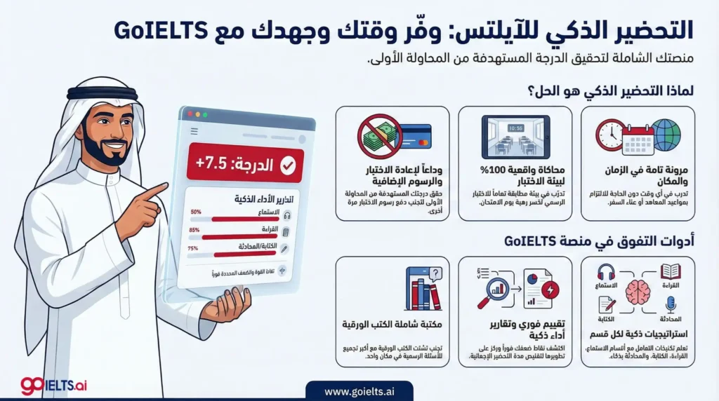 وفر وقتك وجهدك بالتحضير للايلتس مع GoIELTS
