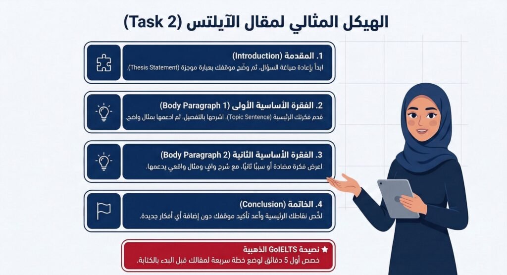 الهيكل المثالي لتاسك 2 لقسم الكتابة في الايلتس