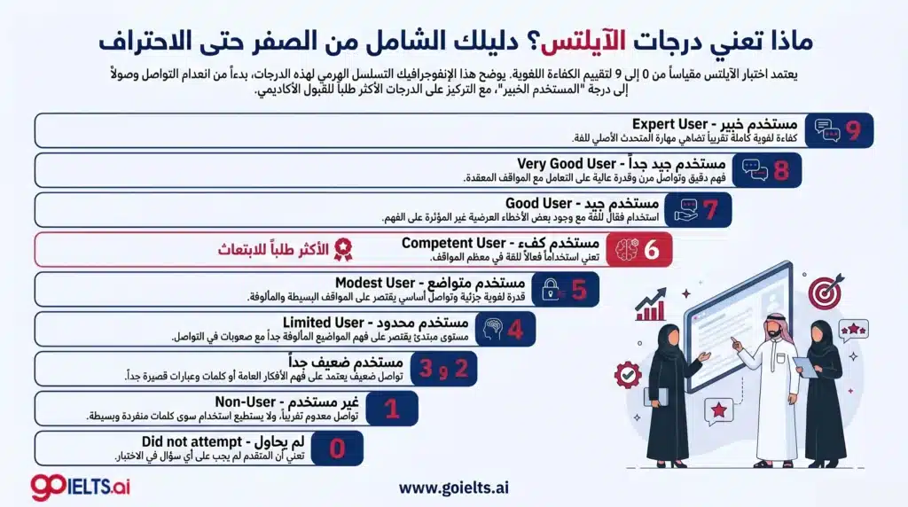 فهم درجات الايلتس لكل مهارة 