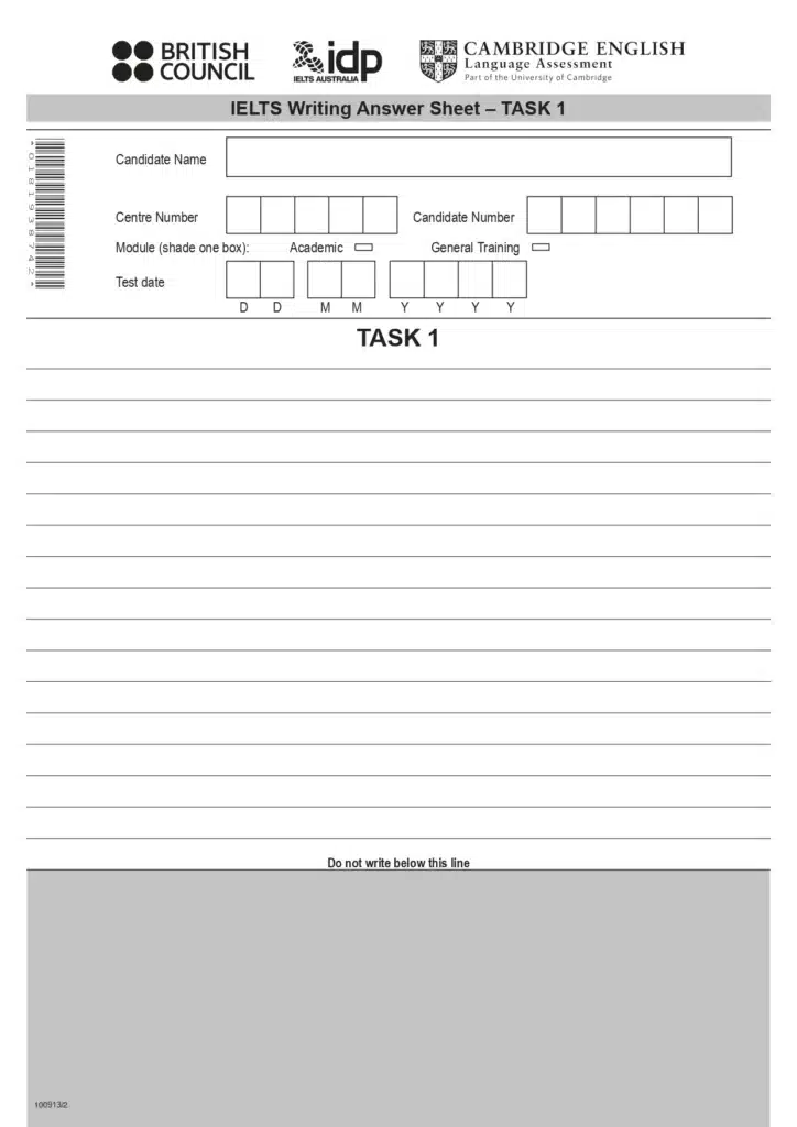 (Task 1 Answer Sheet Sample)