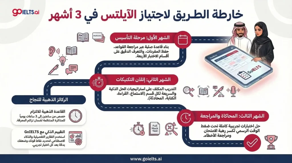 خطة مذاكرة الايلتس في 3 شهر