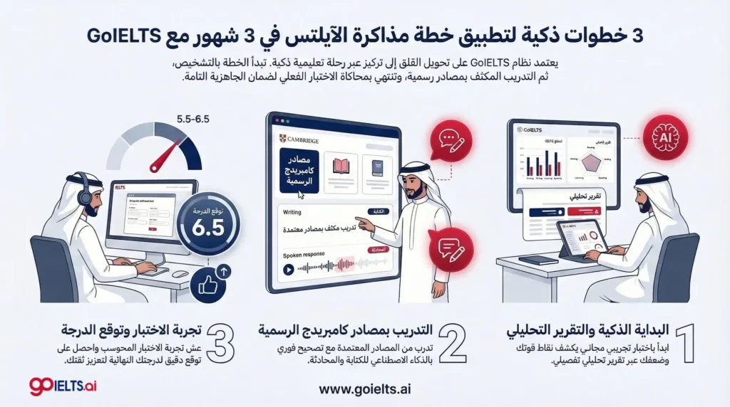 خطوات تطبيق خطة مذاكرة الايلتس في 3 شهور مع GoIELTS