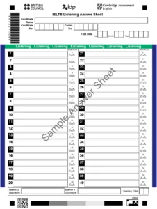 نموذج ورقة الإجابة لاختبار الاستماع الورقي