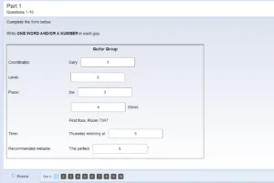 واجهة قسم الاستماع في اختبار الايلتس المحوسب