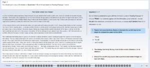 واجهة قسم القراءة في اختبار الايلتس المحوسب