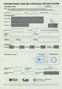 IELTS TRF شهادة الايلتس الورقية