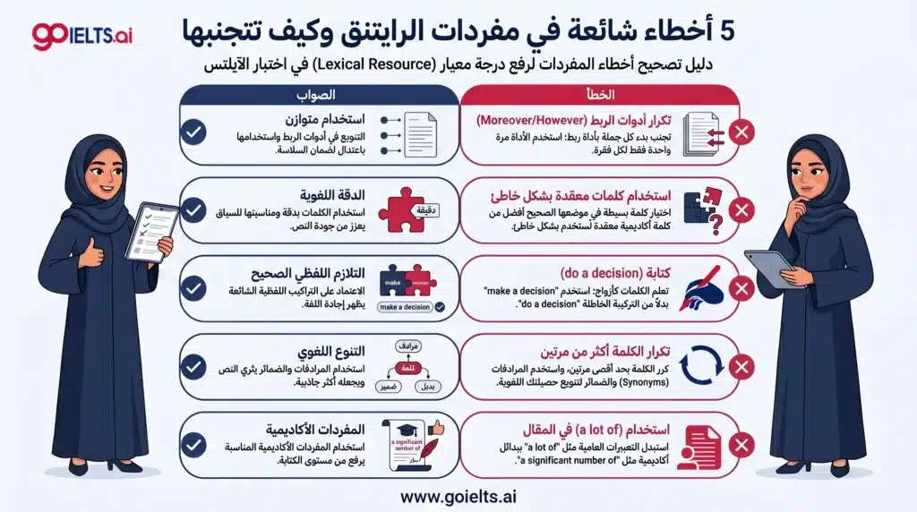أخطاء شائعة في الكتابة للايلتس