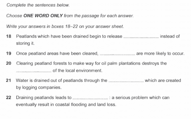 نموذج توضيحي لشكل أسئلة IELTS Reading Sentence Completion