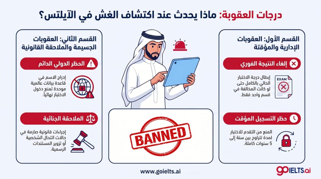 عقوبة الغش في امتحان الايلتس